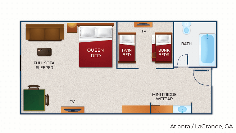 The floor plan for the KidCabin Suite